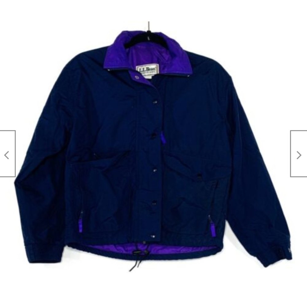 LL Bean Vtg Full Zip Snap Windbreaker Jacket Light